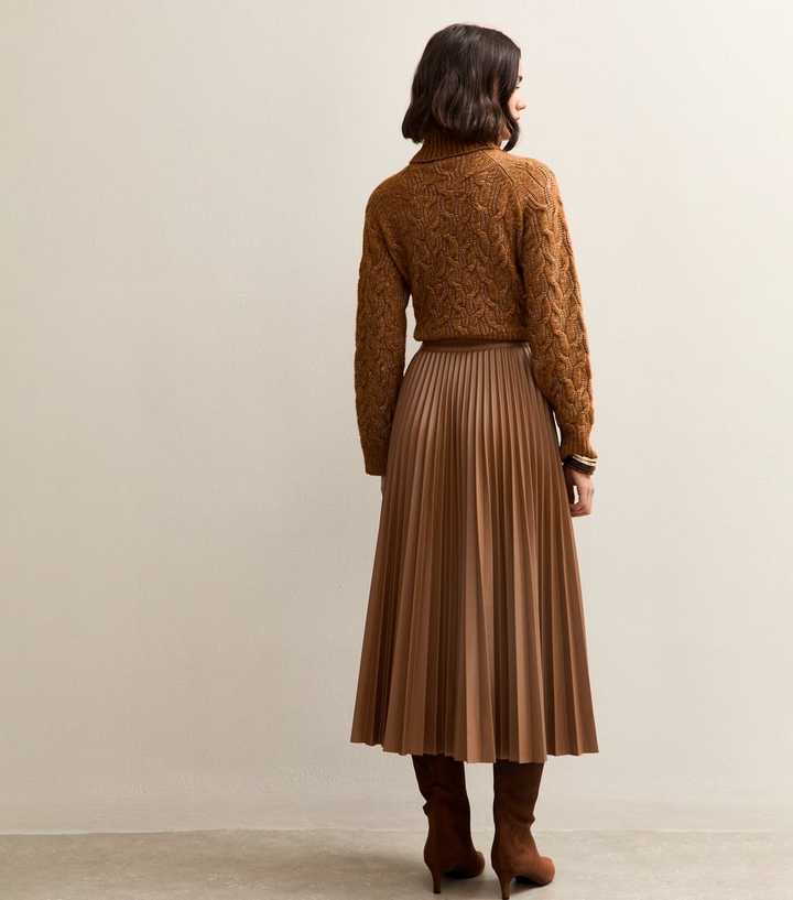 Faux Leather New Look Leather Midi Skirt Brown Faux Leather Pleated Midi  Skirt New Look