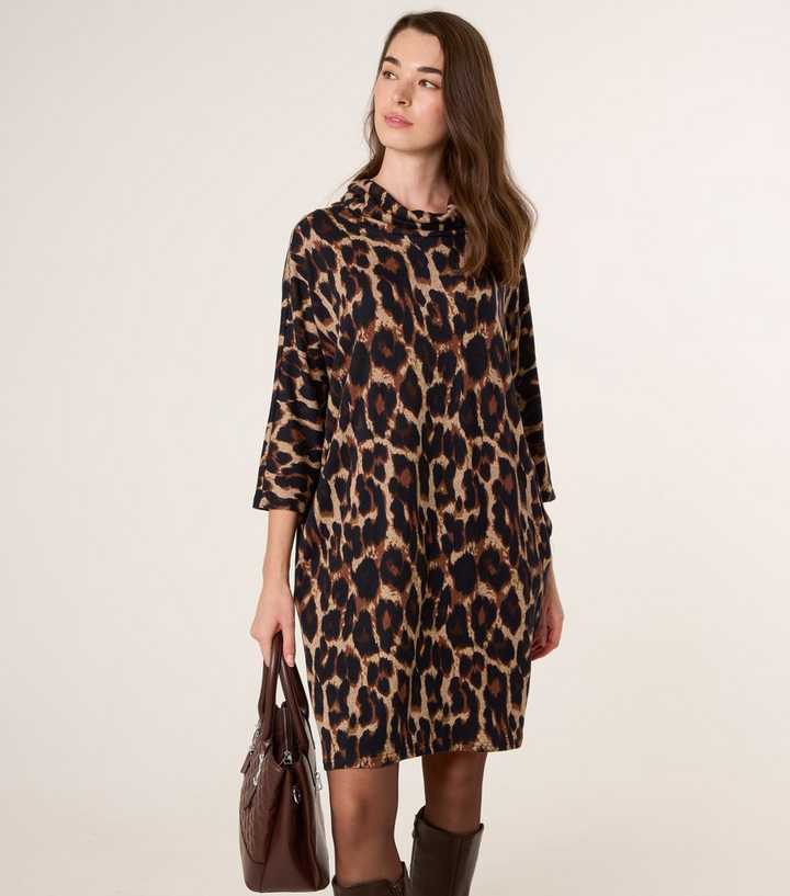 Blue Vanilla Brown Animal Print Tunic Dress