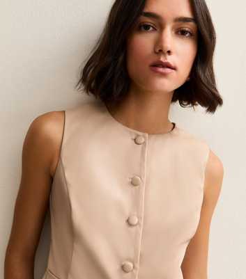 Cream Faux Leather Waistcoat