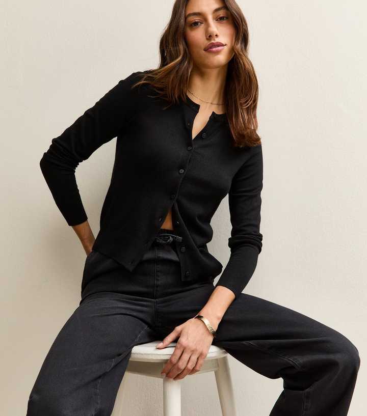 Tall Black Pull On Wide Leg Jeans
