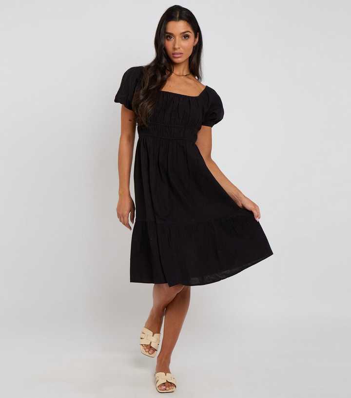Urban Bliss Black Smocked Milkmaid Dress | New Look