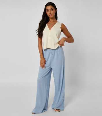 Urban Bliss Blue Stripe Print Wide Leg Trousers