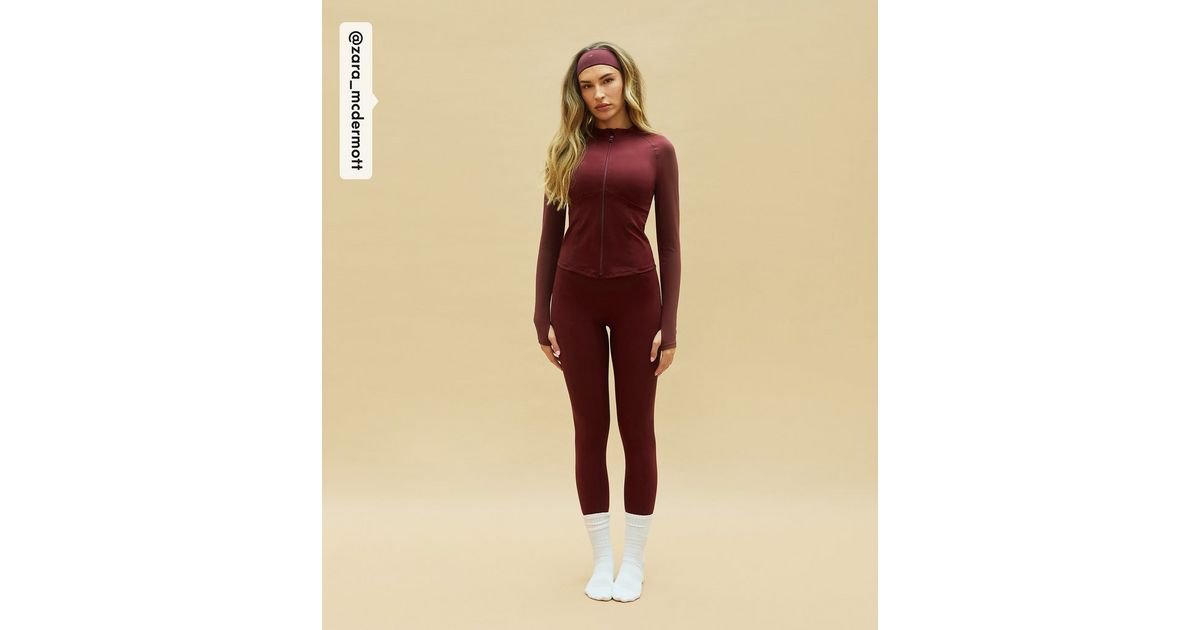 Rise by Zara McDermott Burgundy V-Waist Leggings | New Look