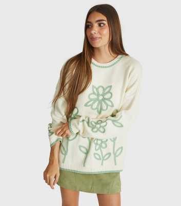 Skinnydip Cream Floral Appliqué Jumper