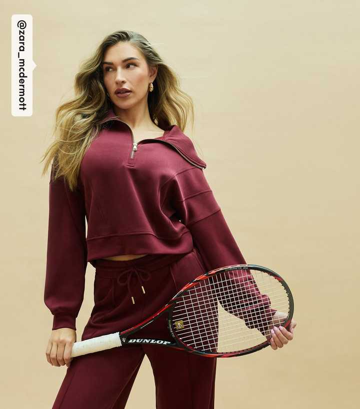 Rise by Zara McDermott Burgundy Quarter Zip Long Sleeve Sweatshirt