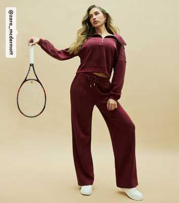 Rise by Zara McDermott Burgundy Jersey Wide Leg Joggers