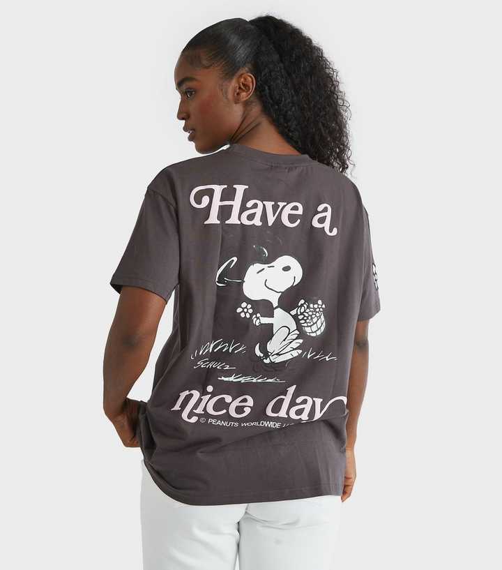 Skinnydip Grey Snoopy Have A Nice Day Print T-Shirt