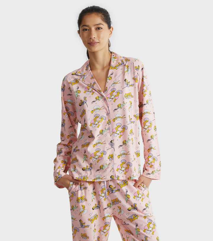 Skinnydip Pink Simpsons Print Shirt and Trousers Pyjama Set