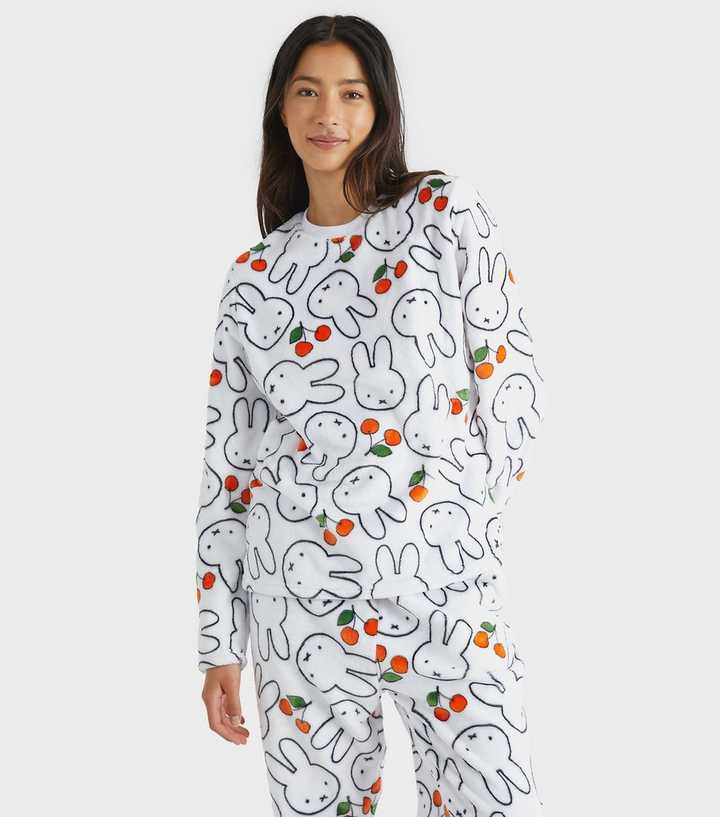 Skinnydip White Miffy Cherry Fleece Pyjama Set