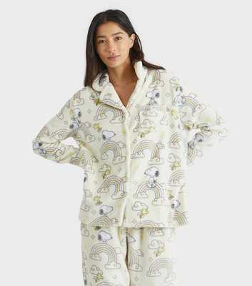 Skinnydip White Snoopy Rainbow Fleece Pyjama Set