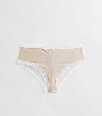 Girls Light Brown Polka Dot Micro Lace Briefs