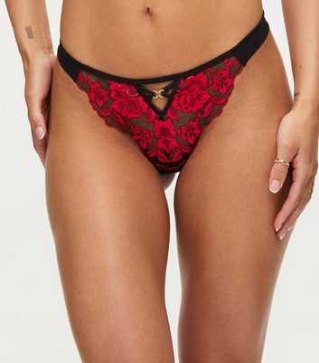 Ann Summers Red Attraction Floral Embroidered Thong