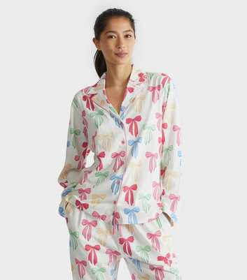 Skinnydip White Bow Print Shirt and Trousers Pyjama Set