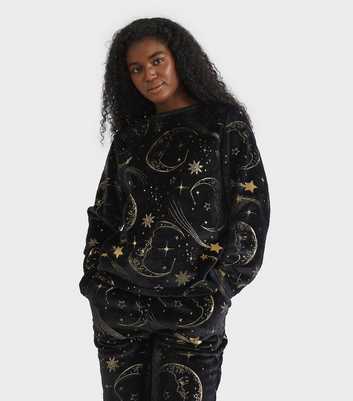 Skinnydip Gold Celestial Print Two Piece Fleece Pyjama Set