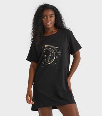 Skinnydip Black Celestial Print Jersey Night Dress