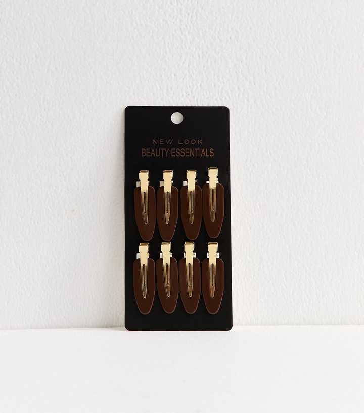 Pack of 8 Dark Brown Setting Hair Clips