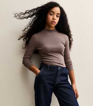 Girls Mink Long Sleeve High Neck Top