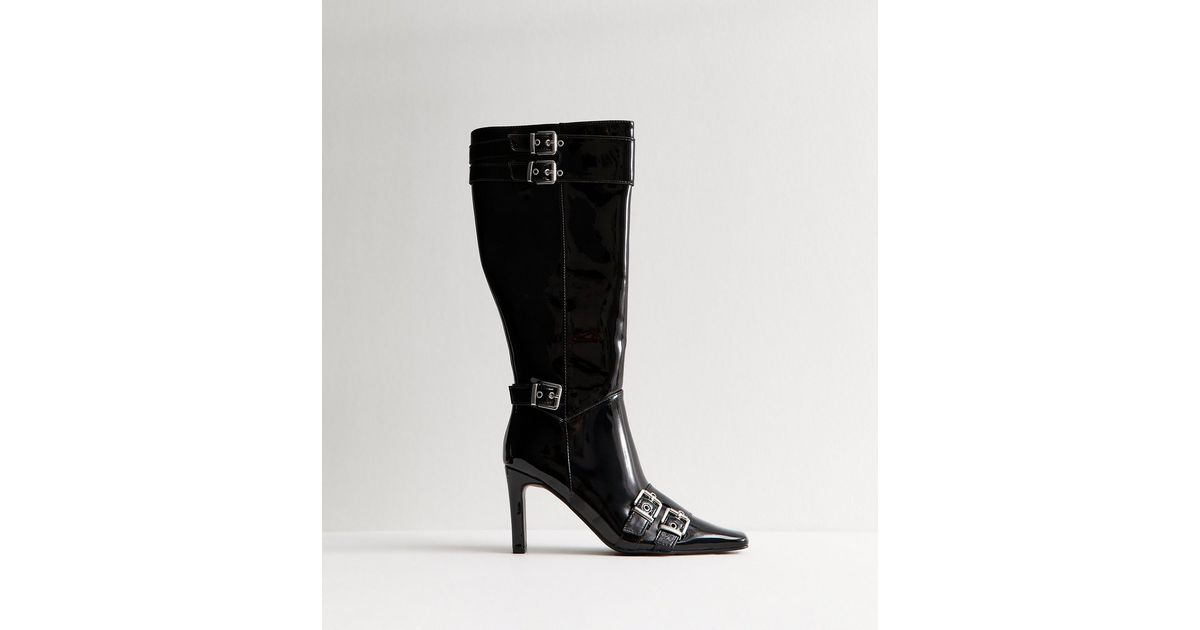 Wishbone Ines Boot Public Desire Black Ines Buckle Heeled Boot | New Look