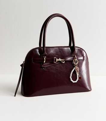 Dark Burgundy Enamel Heart Bag Charm