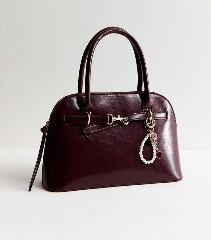 Dark Burgundy Enamel Heart Bag Charm