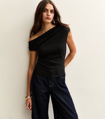 meer. 新作 SHOULDER GATHERED TOP GATHER ONE SHOULDER TOPS/GRAY – MYNE