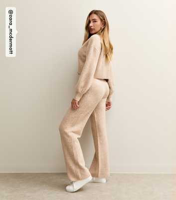 Rise by Zara McDermott Brown Knitted Wide Leg Joggers