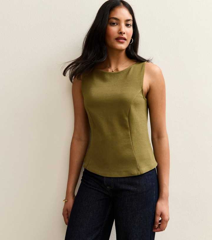 Green Jersey Ponte Tank Top