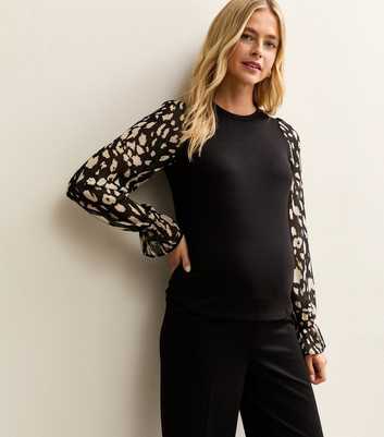 Maternity Black Soft Touch Contrast Sleeve Top