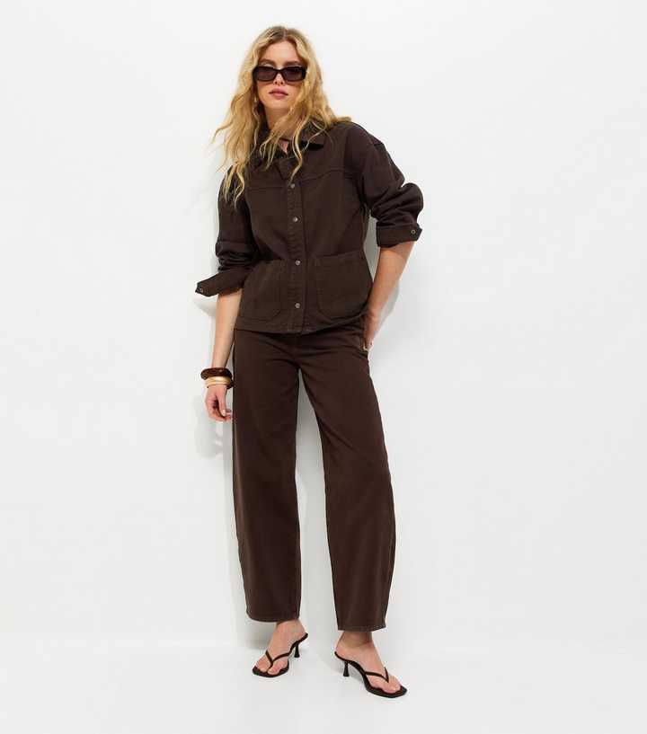 Dark Brown Barrel Leg Jeans