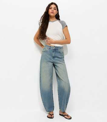 Blue Barrel Leg Jeans