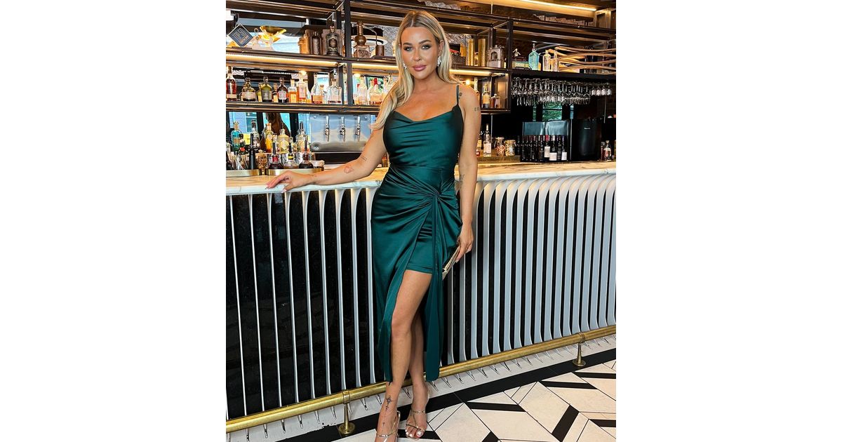 slim fit dress slacks Wine Satin Strappy Cowl Neck Gathered Skirt Midi Dress  AX Paris US