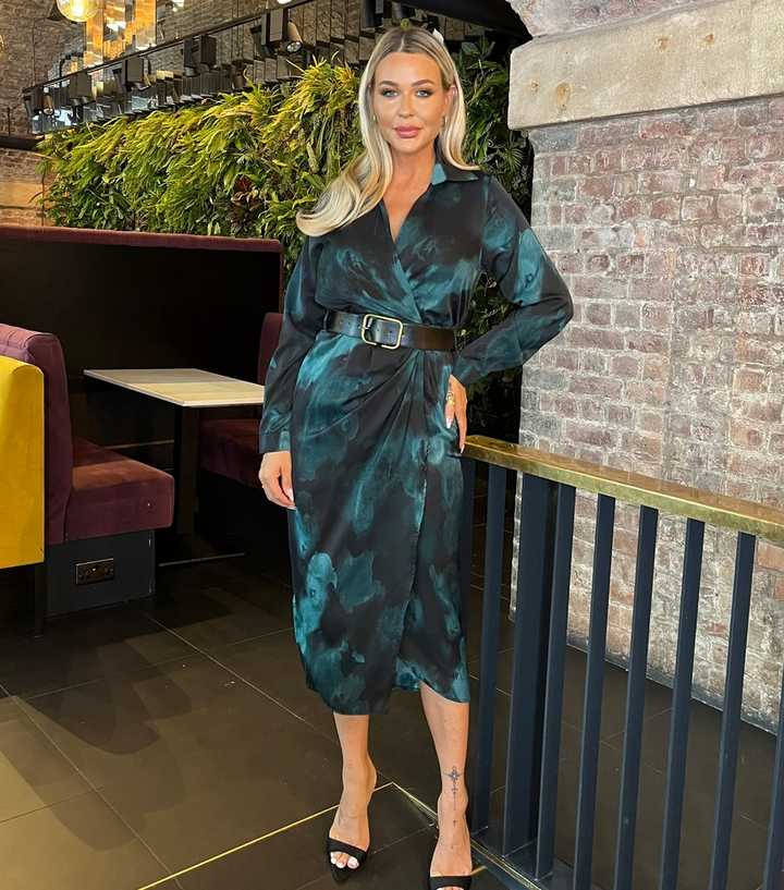 AX Paris Teal Belted Wrap Midi Dress New Look