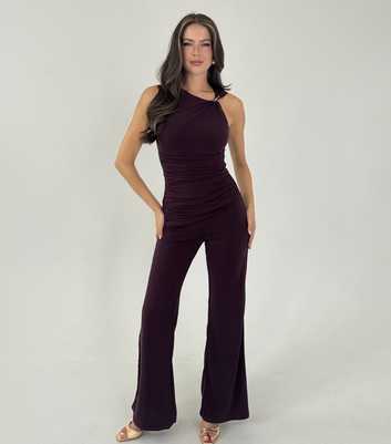 AX Paris Dark Purple Asymmetric Neckline Jumpsuit