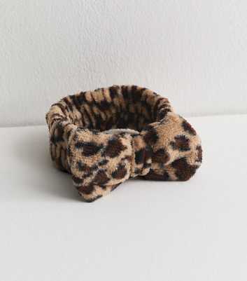 Brown Leopard Print Bow Applique Headband