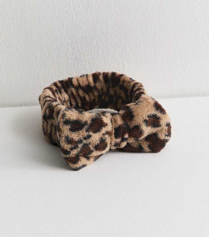 Brown Leopard Print Bow Applique Headband