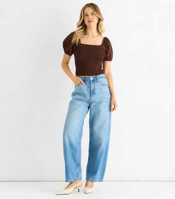 Gini London Rust Puff Sleeve Top