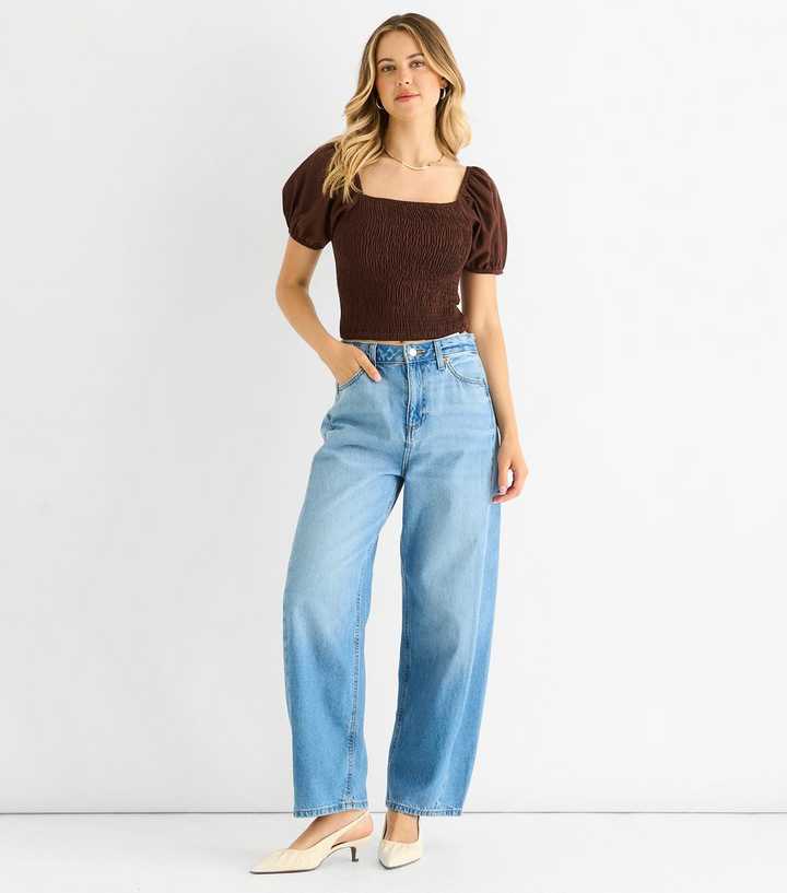 Gini London Rust Puff Sleeve Top