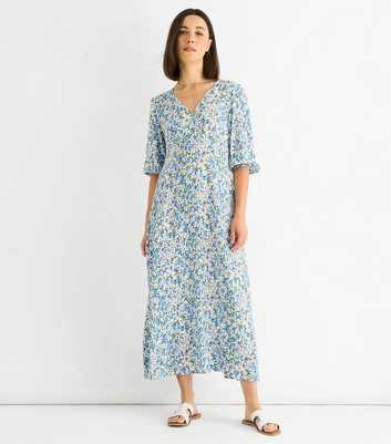 Gini London Blue Floral Print Midi Dress