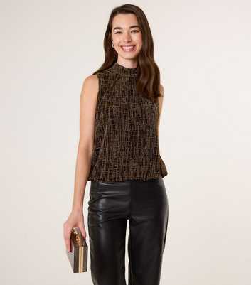 Blue Vanilla Gold High Neck Puffball Hem Top