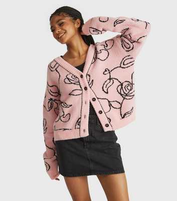 Skinnydip Light Pink Rose Design Cardigan