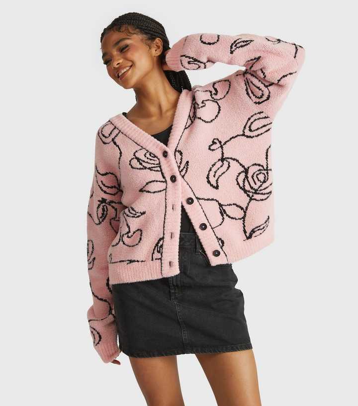 Skinnydip Light Pink Rose Design Cardigan