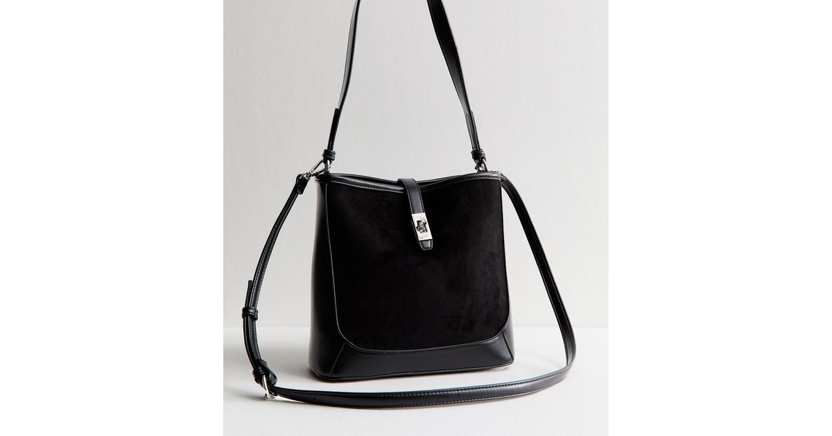 Black Faux Suede Bucket Bucket Bag - Free C&C