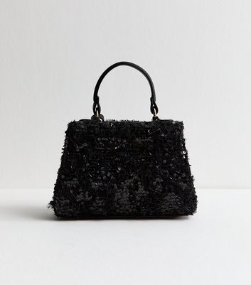 Black Sequin Top Handle Grab Bag | New Look