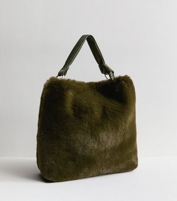 ショルダーバッグ HYKE  FAUX FUR MILITARY BAG SMALL SIZE Olivia Mini Faux Fur Bag in Olive