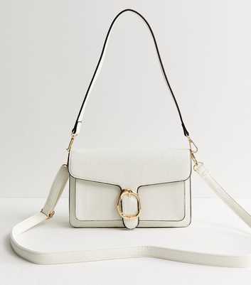 White Buckle Flap Shoulder Bag
