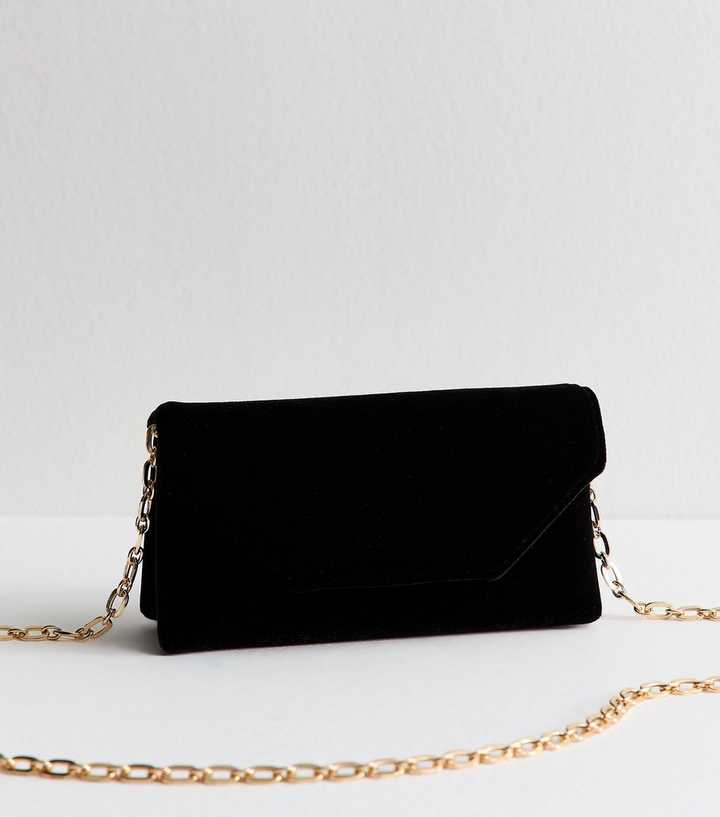 Black Velvet Chain Strap Clutch