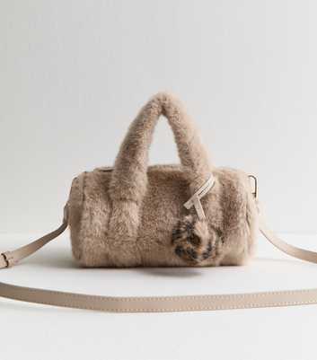 Mink Faux Fur Pom Pom Cross Body Bag