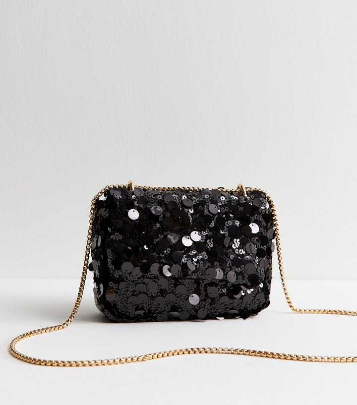 Black Sequin Crossbody Bag