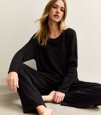 Black Brushed Ribbed Top