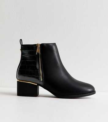 Wide Fit Black Zip Up Ankle Boots